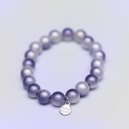 Purple & White Bracelet Large Bead (8mm)